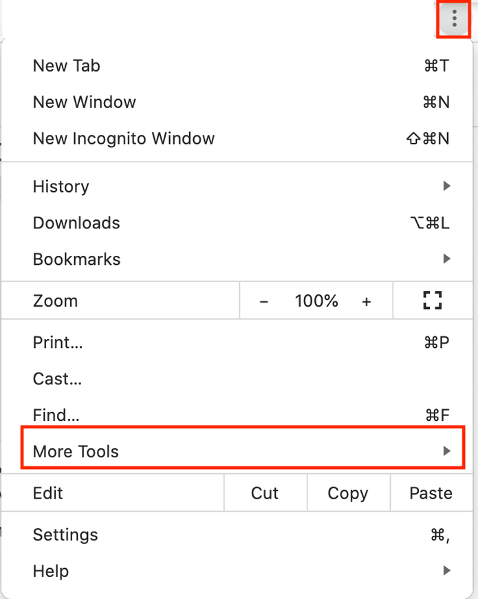 Chrome setting more tools